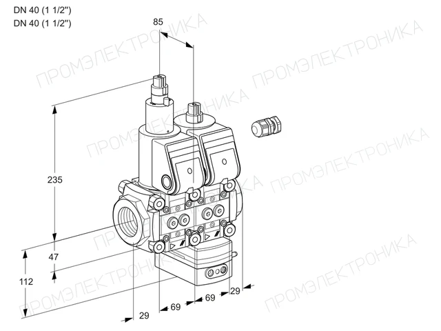 Kromschroder VCG 2E40R/40R05LGEWR/PPPP/PPPP — двойной электромагнитный газовый клапан — 88104425