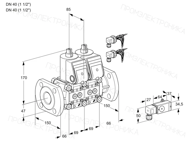 Kromschroder VCS 2E40F/40F05NNKR6/3-PP/PPPP — двойной электромагнитный газовый клапан — 88104281