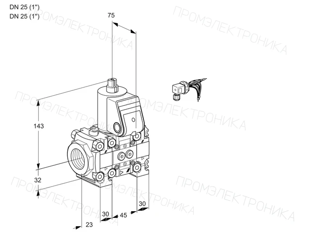 Kromschroder VAS 1E25R/25R05FNVWR/PP/PP — электромагнитный газовый клапан — 88105972