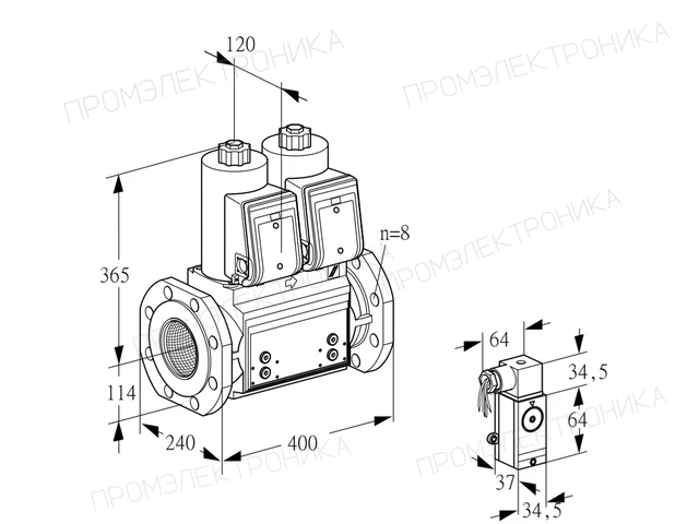 Kromschroder VCS 9T125A05NNARB/PPP4/PPPP — двойной электромагнитный газовый клапан — 88204766