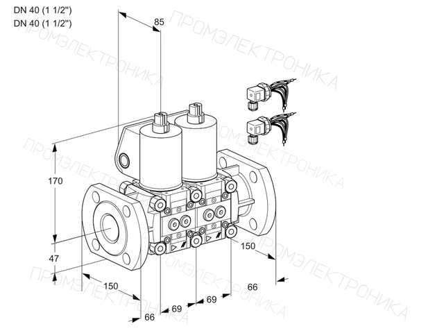 Kromschroder VCS 2E40F/40F05NNWL6/PPPP/PPPP — двойной электромагнитный газовый клапан — 88101098