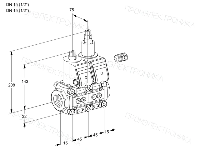Kromschroder VCS 1T15N/15N05NLWR/PPPP/PPPP — двойной электромагнитный газовый клапан — 88104387