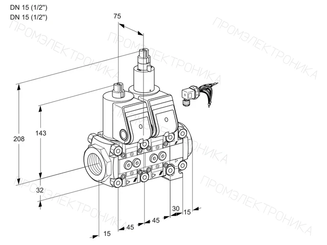 Kromschroder VCS 1E15R/15R05NLVWR/PPPP/PPPP — двойной электромагнитный газовый клапан — 88104244