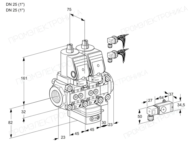 Kromschroder VCG 1E25R/25R05NGNVWSR8/2-PP/PPPP — двойной электромагнитный газовый клапан — 88106510
