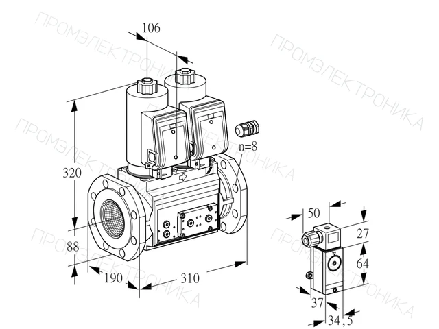 Kromschroder VCS 780F05NNWGR3E/3-PP/PPEP — двойной электромагнитный газовый клапан — 88204931