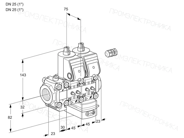 Kromschroder VCD 1E25R/25R05FND-100WR/MMMM/MMMM — двойной электромагнитный газовый клапан — 88105092