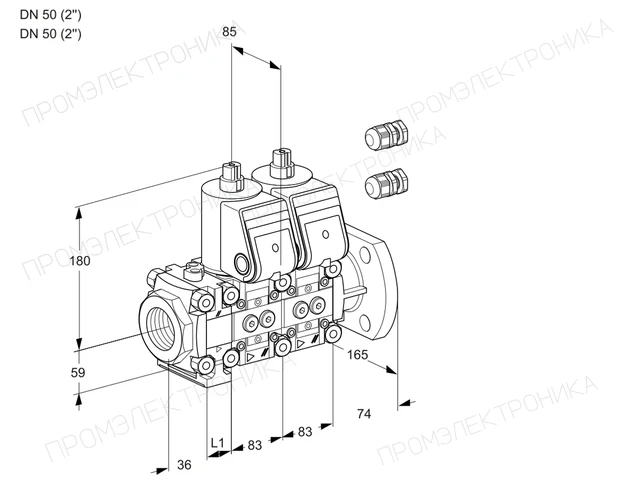 Kromschroder VCS 3E50R/50F05FNNWR3/PPPP/PPPP — двойной электромагнитный газовый клапан — 88106232