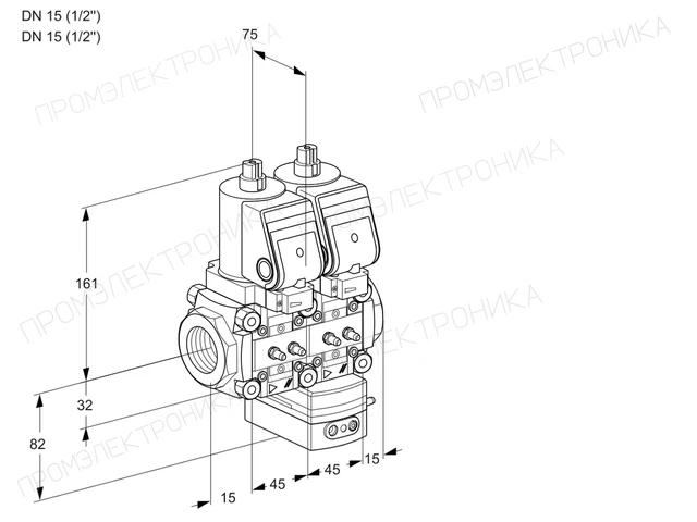 Kromschroder VCG 1T15N/15N05NGAQSR/MMMM/PPPP — двойной электромагнитный газовый клапан — 88104795