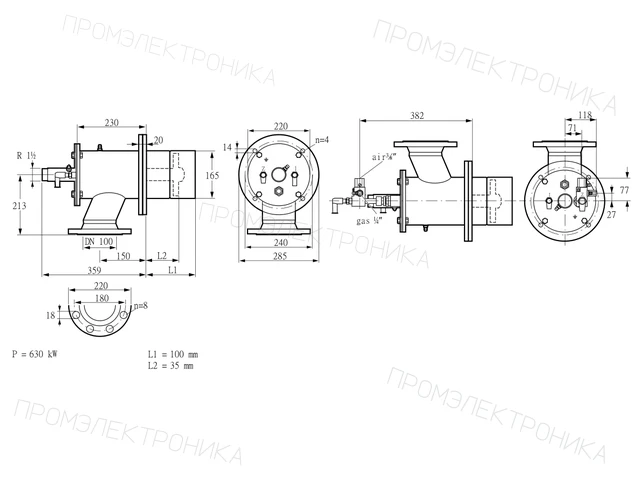 Kromschroder ZIO 165HBL-100/35-(24)D — промышленная газовая горелка — 84246011