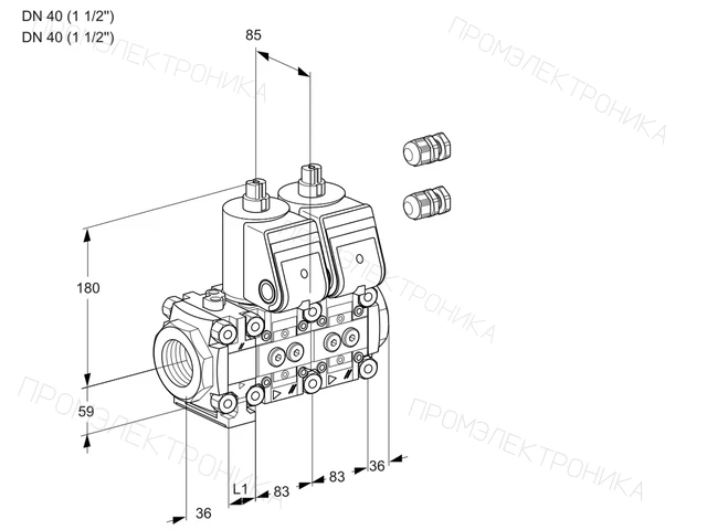 Kromschroder VCS 3E40R/40R05FNNWR3/PPPP/PPPP — двойной электромагнитный газовый клапан — 88106136