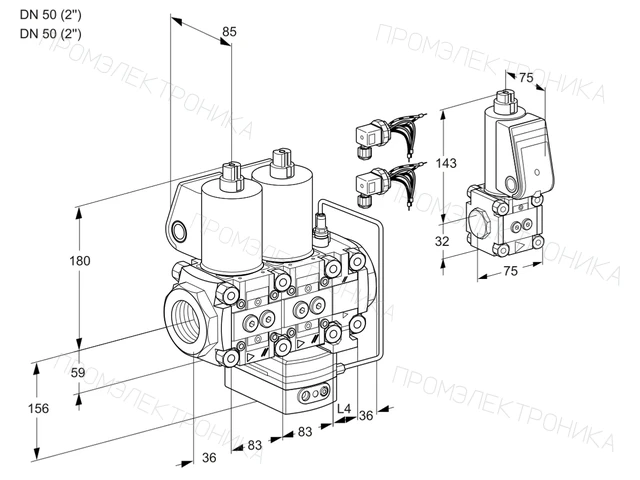 Kromschroder VCH 3E50R/50R05NHEVWL6/PPBS/PPPP — двойной электромагнитный газовый клапан — 88106465