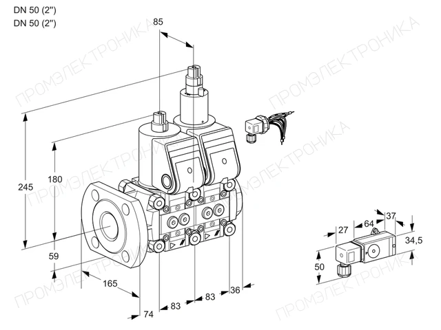 Kromschroder VCS 3E50F/50R05NLWR/3-PP/3-PP — двойной электромагнитный газовый клапан — 88104583