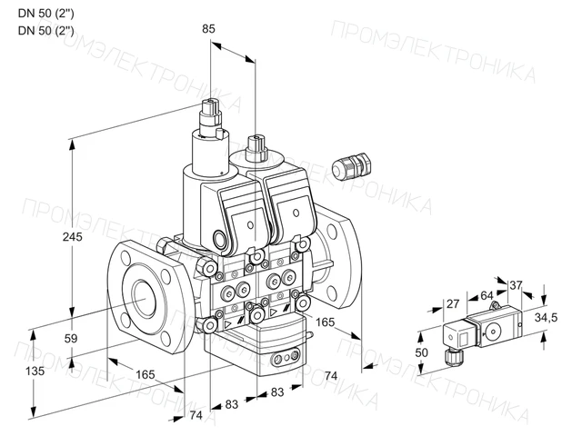 Kromschroder VCD 3E50F/50F05LD-25WR/2--3/PPPP — двойной электромагнитный газовый клапан — 88104161
