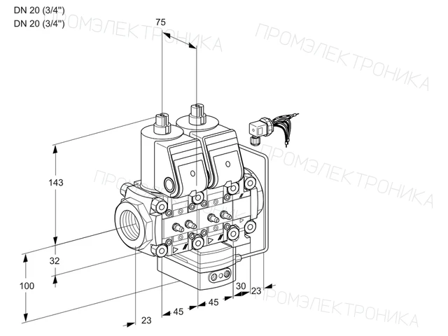 Kromschroder VCH 1E20R/20R05NHEVWR/MMMM/PPPP — двойной электромагнитный газовый клапан — 88107724