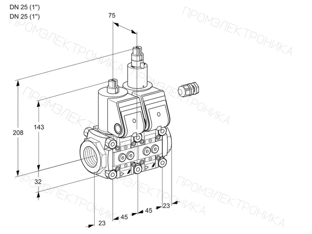 Kromschroder VCS 1E25R/25R05NLWR/PPPP/PPPP — двойной электромагнитный газовый клапан — 88100300