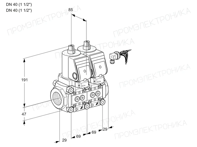 Kromschroder VCS 2E40R/40R05NNKGR/PPPP/PPPP — двойной электромагнитный газовый клапан — 88105568
