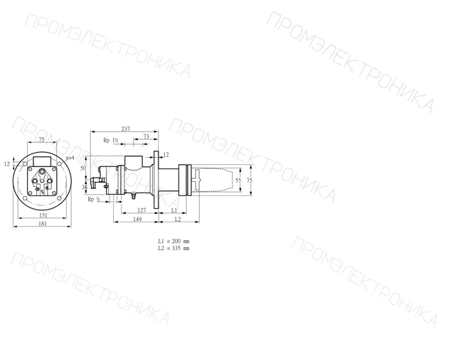 Kromschroder BIC 50HG-200/335-(38)D — промышленная газовая горелка — 84030136