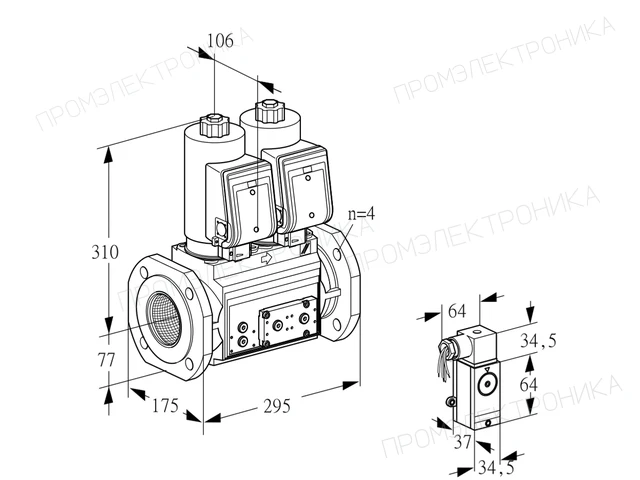 Kromschroder VCS 6T65A05NNQSRE/PPPP/4-PP — двойной электромагнитный газовый клапан — 88204289
