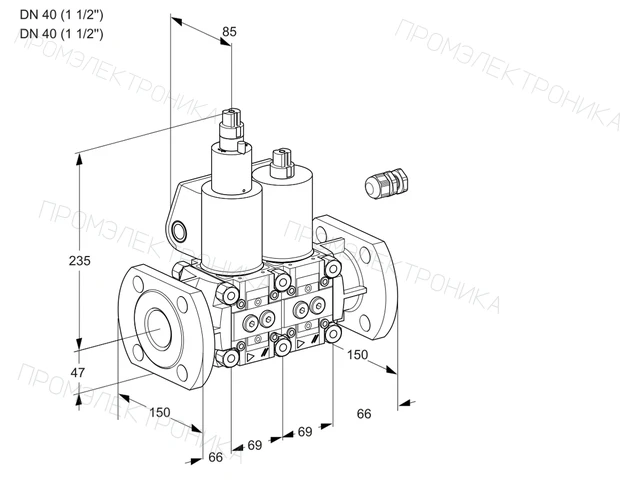 Kromschroder VCS 2E40F/40F05LNWL/PPPP/PPPP — двойной электромагнитный газовый клапан — 88107609