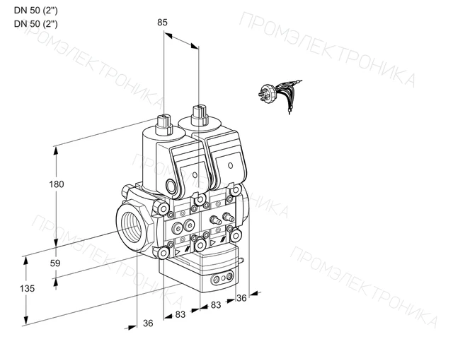 Kromschroder VCG 3E50R/50R05NGNKR/PPMM/PPPP — двойной электромагнитный газовый клапан — 88104965