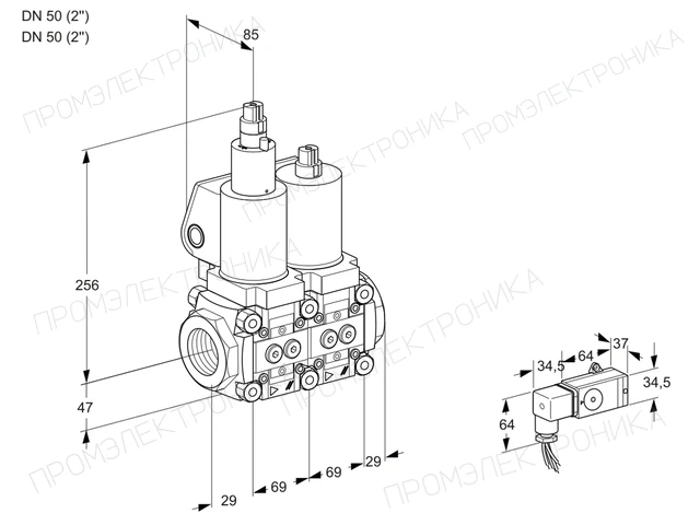 Kromschroder VCS 2T50N/50N05LNQSL/3-MM/MMMM — двойной электромагнитный газовый клапан — 88100811