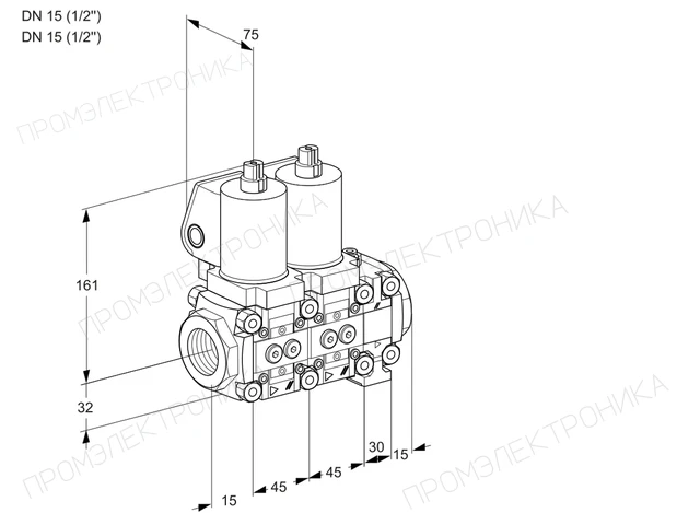 Kromschroder VCS 1T15N/15N05NNVQGL/PPPP/PPPP — двойной электромагнитный газовый клапан — 88106456