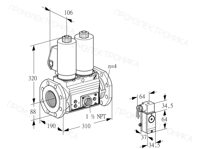 Kromschroder VCS 7T80A05NNQSLE/PPVP/3-P4 — двойной электромагнитный газовый клапан — 88204686