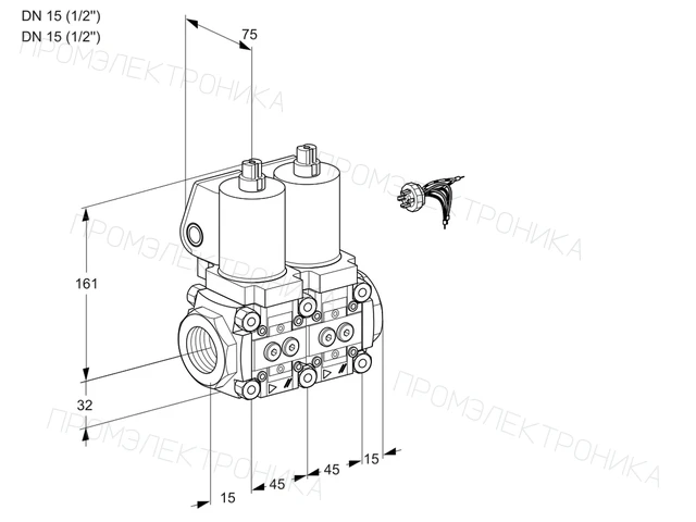 Kromschroder VCS 1E15R/15R05NNQSL/PPPP/PPPP — двойной электромагнитный газовый клапан — 88104026