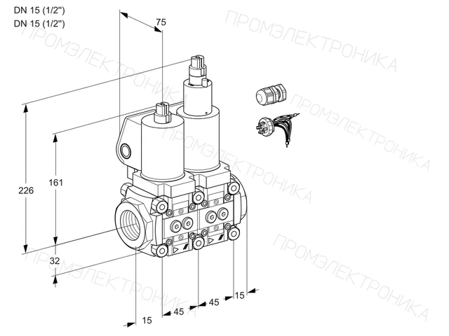 Kromschroder VCS 1E15R/15R05NLKGL7/PPPP/PPPP — двойной электромагнитный газовый клапан — 88105185
