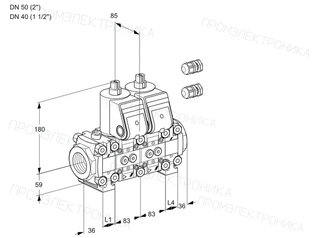 Kromschroder VCS 3E50R/40R05FNNVWR3/PPPP/PPPP — двойной электромагнитный газовый клапан — 88106066