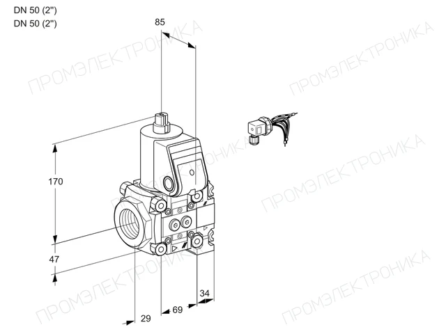 Kromschroder VAS 2E50R/50R05NVWR/PP/PP — электромагнитный газовый клапан — 88100975