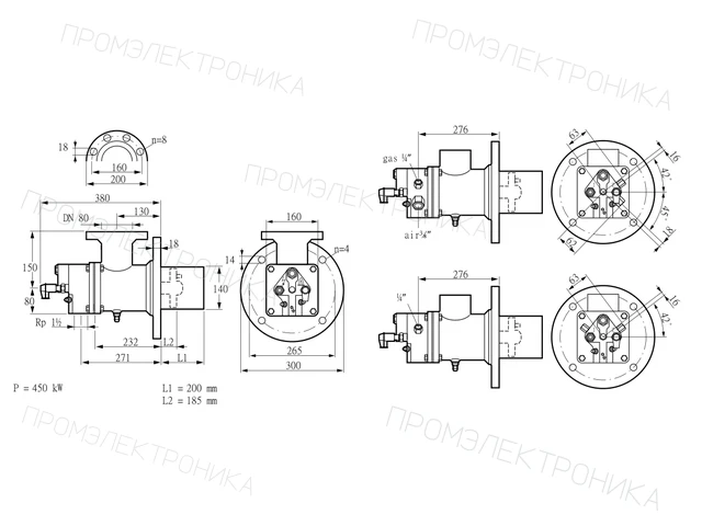 Kromschroder BIO 140KBL-200/185-(67E)E — промышленная газовая горелка — 84099724