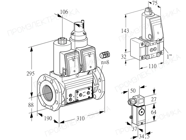 Kromschroder VCS 780F05NLWR3E/2-PP/PPZ- — двойной электромагнитный газовый клапан — 88207724