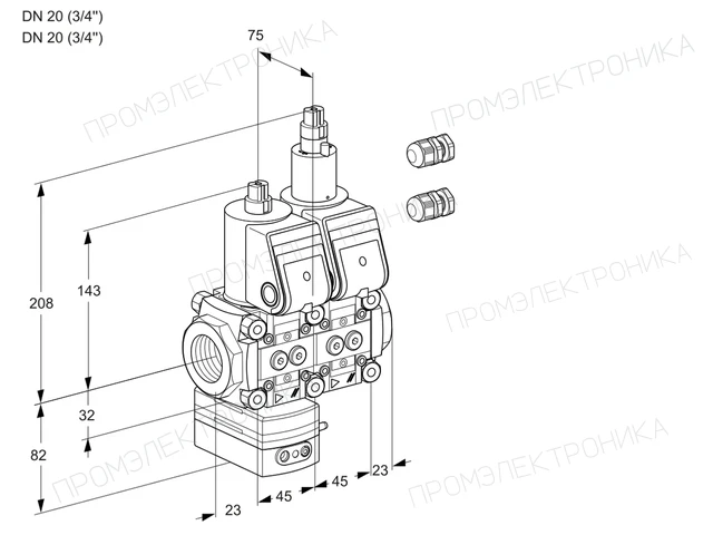 Kromschroder VCG 1E20R/20R05GELWR3/PPPP/PPPP — двойной электромагнитный газовый клапан — 88105396