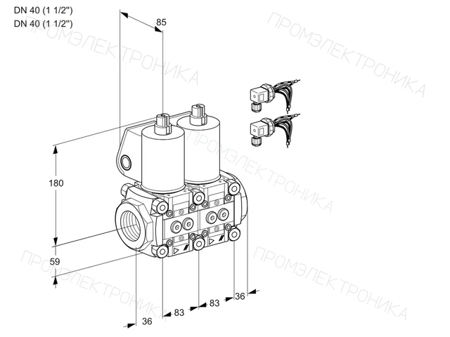 Kromschroder VCS 3E40R/40R05NNWL6/PPPP/PPPP — двойной электромагнитный газовый клапан — 88102868