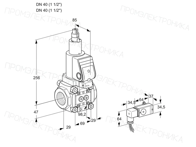 Kromschroder VAS 2T40N/LQSR — электромагнитный газовый клапан — 88011423