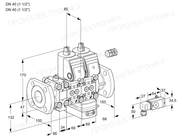 Kromschroder VCV 2E40F/40F05FNVKWR/2-PP/3-PP — двойной электромагнитный газовый клапан — 88104360