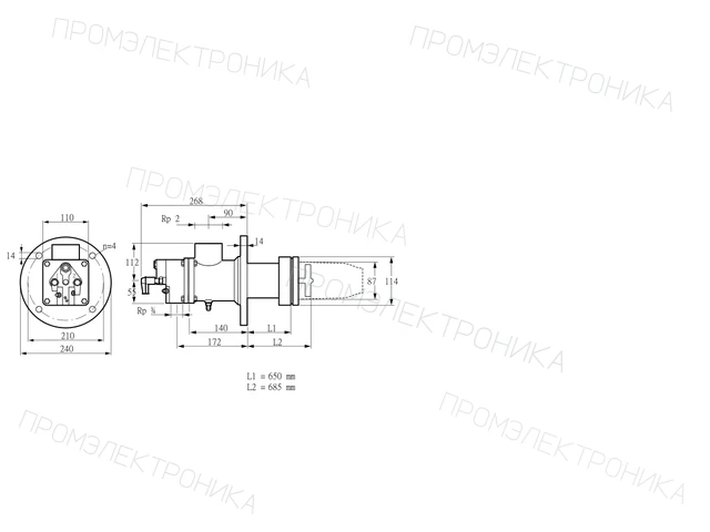 Kromschroder BIC 80HB-650/685-(16)F — промышленная газовая горелка — 84032074