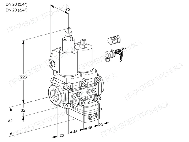 Kromschroder VCD 1E20R/20R05LD-100WSL3/PPPP/PPPP — двойной электромагнитный газовый клапан — 88104038