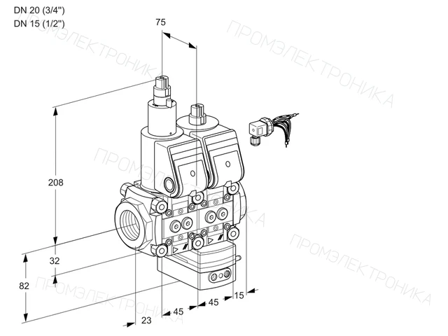 Kromschroder VCG 1E20R/15R05LGEWR/PPPP/PPPP — двойной электромагнитный газовый клапан — 88104623