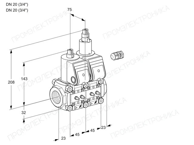 Kromschroder VCS 1E20R/20R05NLWR/MMMM/MMMM — двойной электромагнитный газовый клапан — 88104368