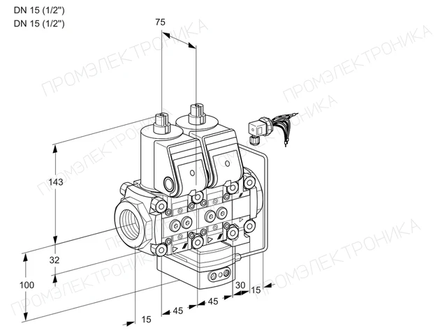 Kromschroder VCH 1E15R/15R05NHEVWR/PPPP/PPPP — двойной электромагнитный газовый клапан — 88100598
