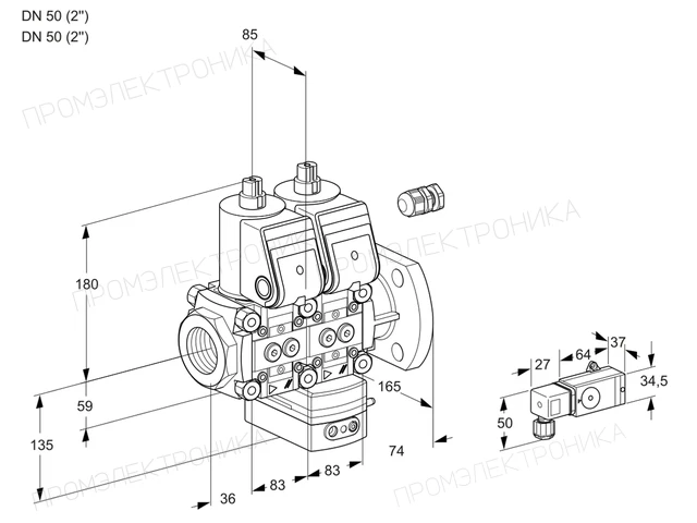 Kromschroder VCD 3E50R/50F05ND-100WR/2-PP/PPPP — двойной электромагнитный газовый клапан — 88103521
