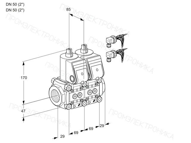 Kromschroder VCS 2E50R/50R05NNWR6/PPPP/PPPP — двойной электромагнитный газовый клапан — 88100798