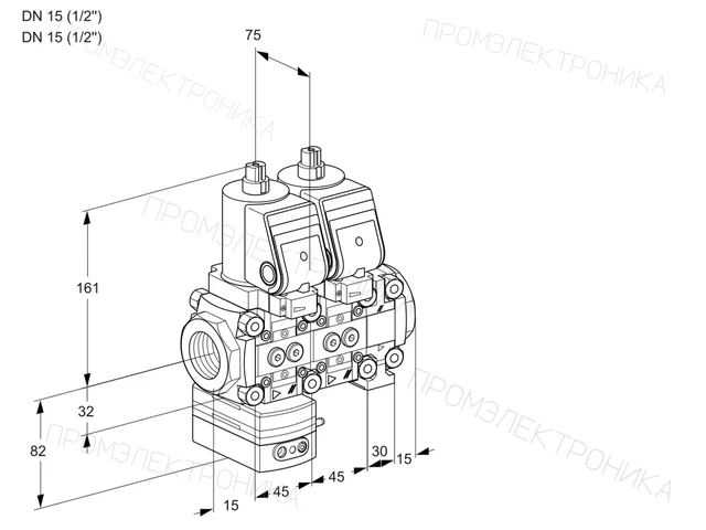 Kromschroder VCG 1T15N/15N05GANVQSR/PPPP/PPPP — двойной электромагнитный газовый клапан — 88104189