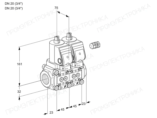 Kromschroder VCS 1E20R/20R05NNWSR/PPPP/PPPP — двойной электромагнитный газовый клапан — 88106771