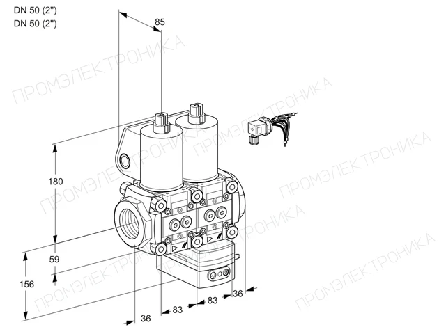 Kromschroder VCH 3E50R/50R05NHEWL/PPPP/PPPP — двойной электромагнитный газовый клапан — 88106004