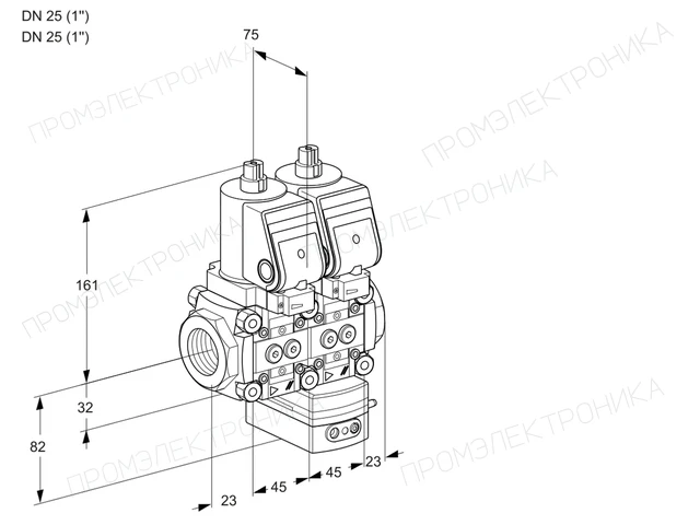 Kromschroder VCG 1T25N/25N05NGNQGR/PPPP/PPPP — двойной электромагнитный газовый клапан — 88107304