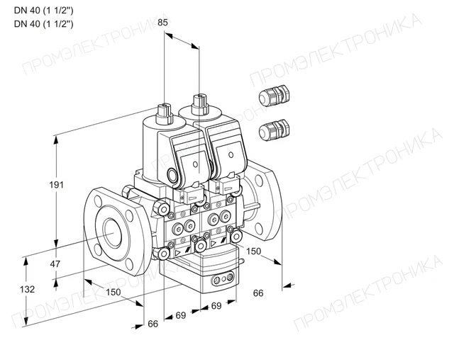 Kromschroder VCV 2E40F/40F05NVKWSR3/PPPP/PPPP — двойной электромагнитный газовый клапан — 88103210