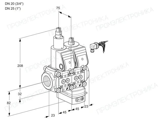 Kromschroder VCG 1E20R/25R05LGEWR/PPPP/PPPP — двойной электромагнитный газовый клапан — 88104625